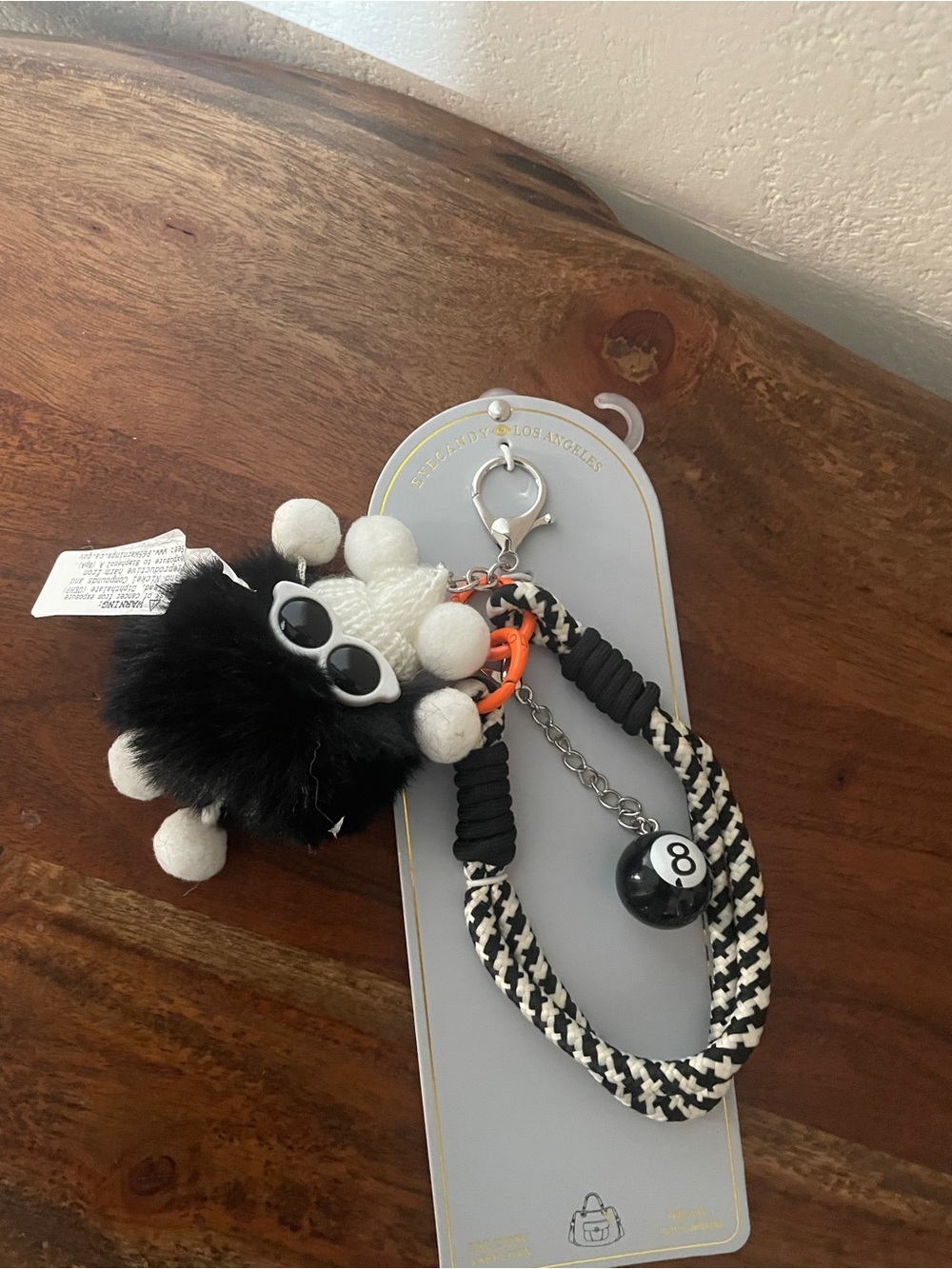 Eye Candy Faux Fur Bag Charm Keychain NWT | Sunglasses | 8 Ball | Y2K